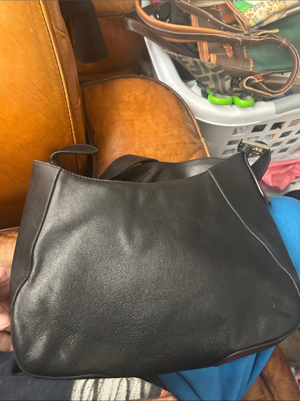 Bruno Magli Black Leather Shoulder Bag